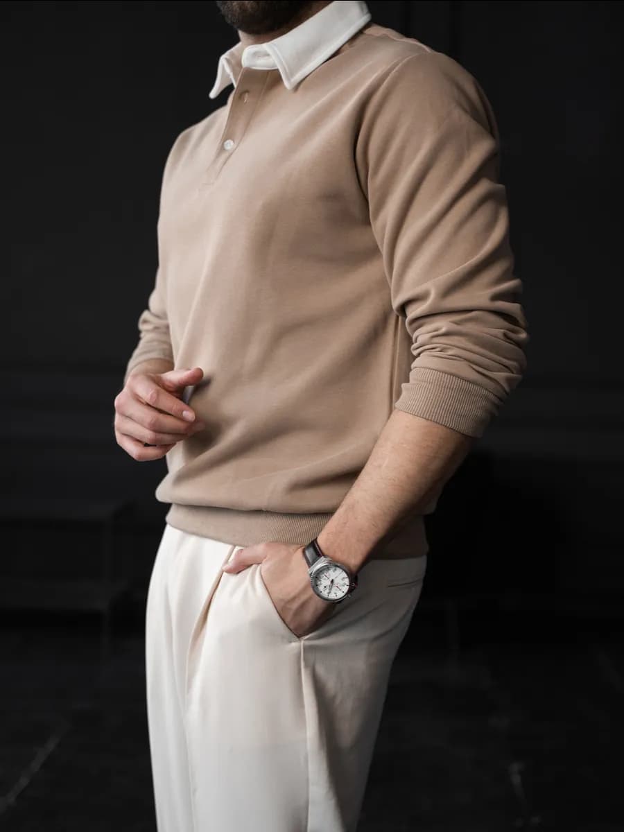 Джемпер поло с длинным рукавом