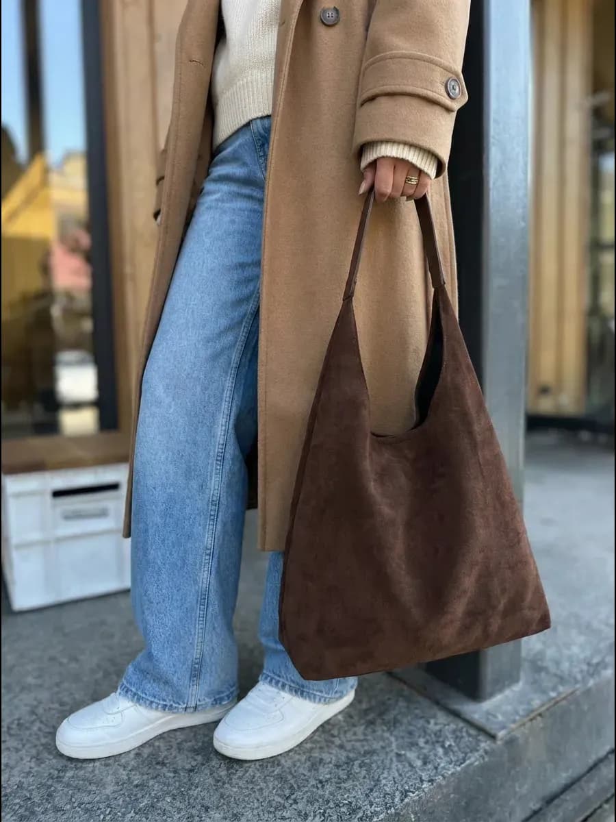 Сумка шоппер замшевая