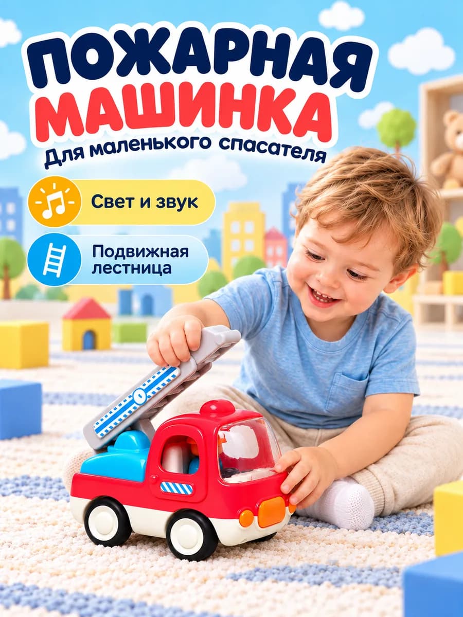 Музыкальная пожарная машинка светящаяся