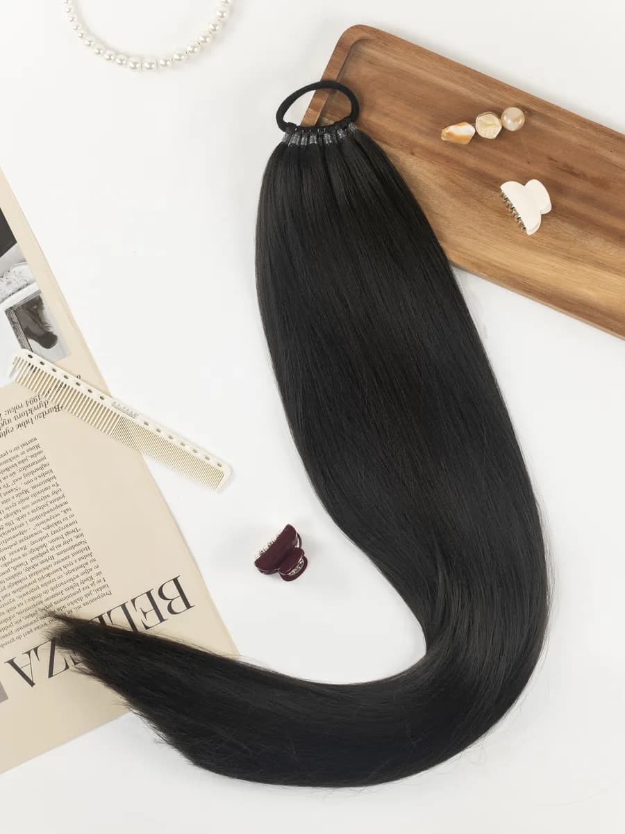 Хвост на резинке для волос 70 см горький шоколад