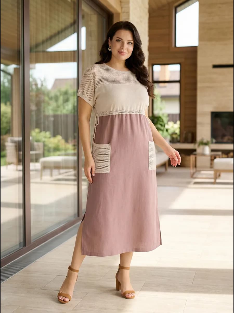 Платье льняное длинное лён большие размеры