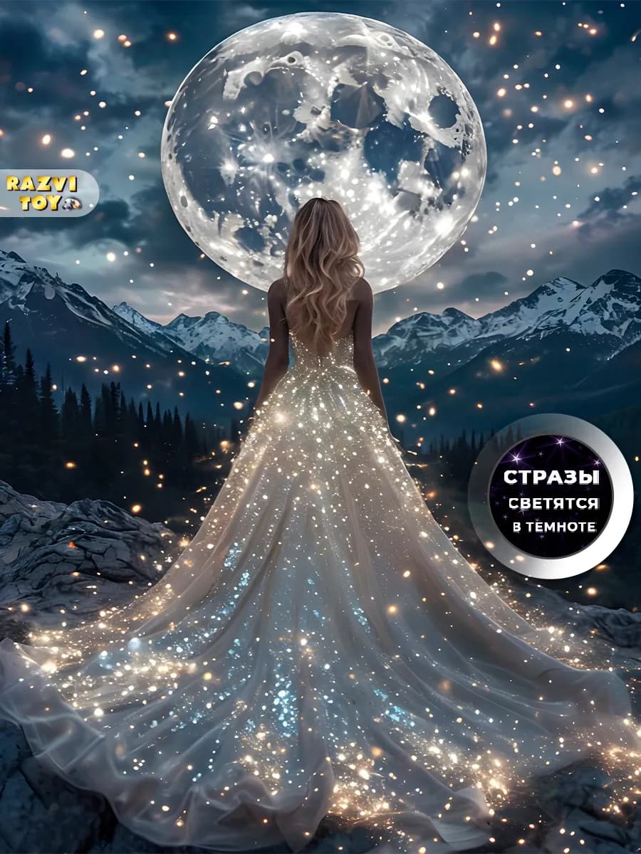 Светящаяся алмазная мозаика 40х50 без подрамника