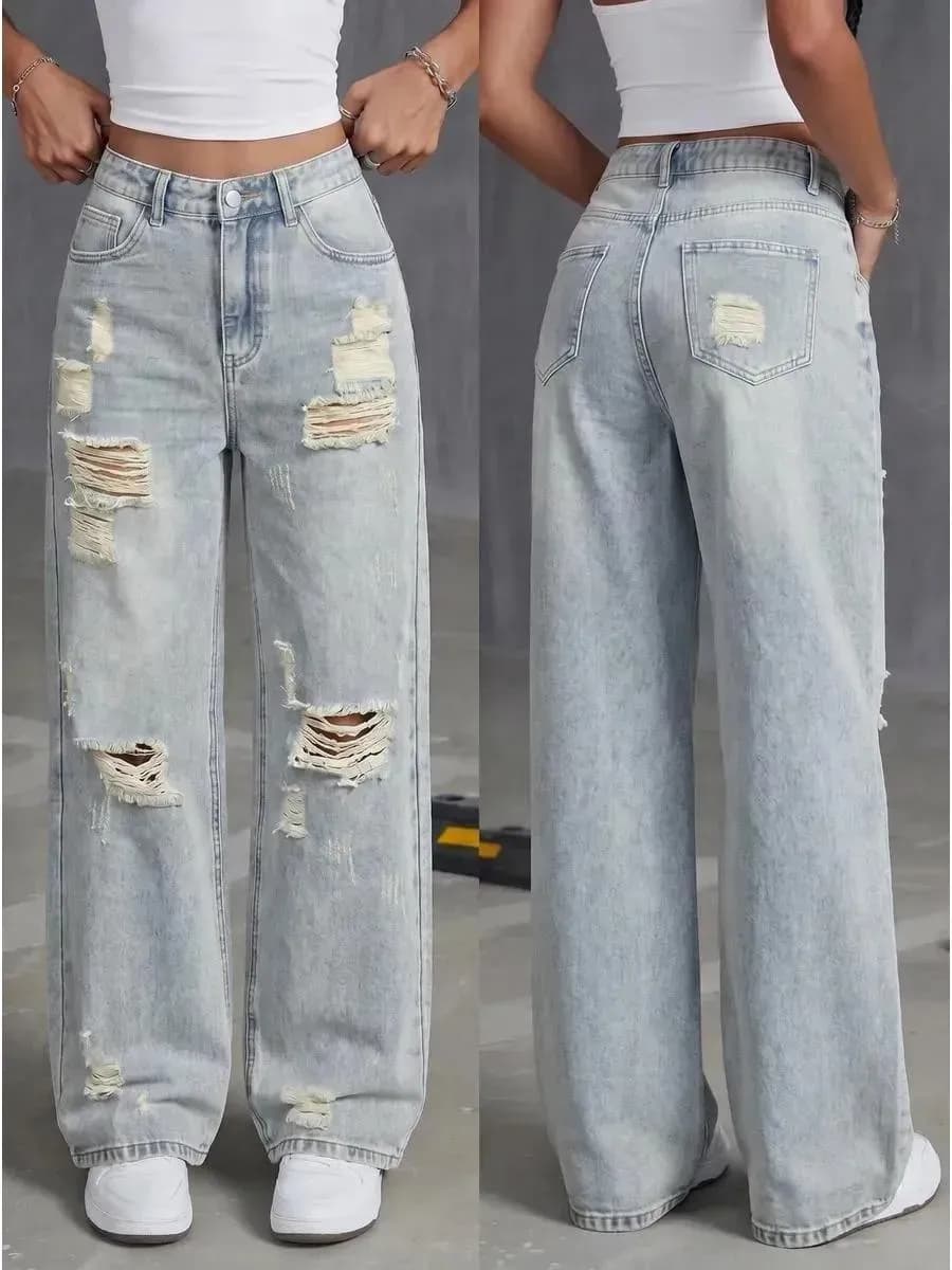 Широкие рваные джинсы багги baggy jeans y2k