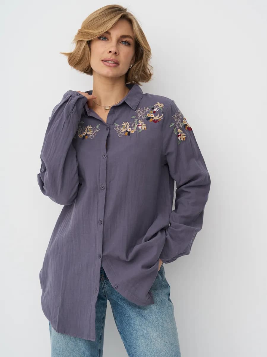 Рубашка хлопковая с вышивкой