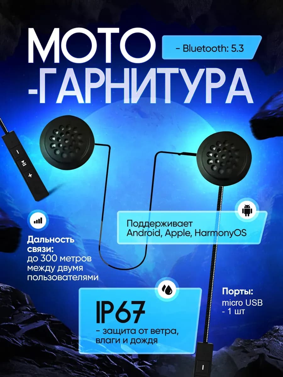 Мотогарнитура BT11 Bluetooth 5.3 - фото 1