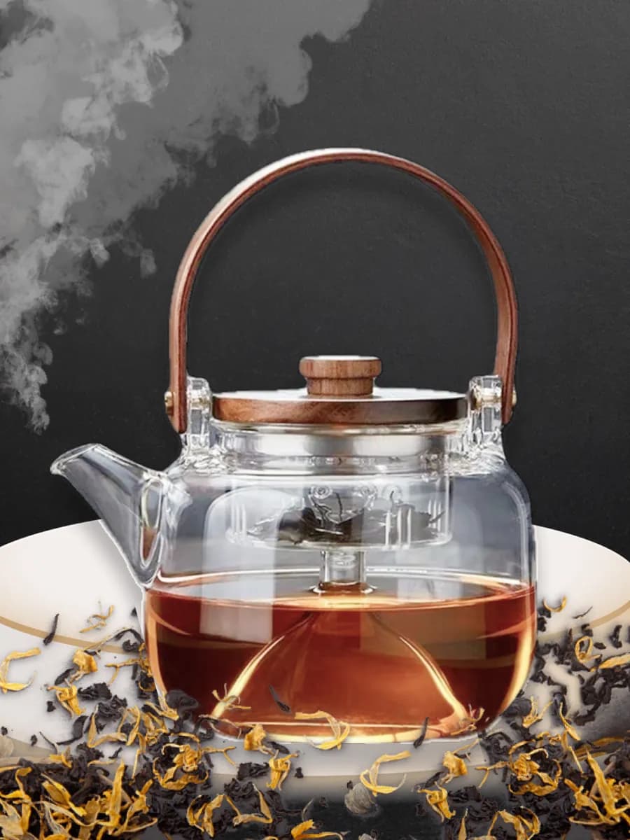 Заварочный чайник с фильтром 900 мл для всех плит в подарок - фото 1