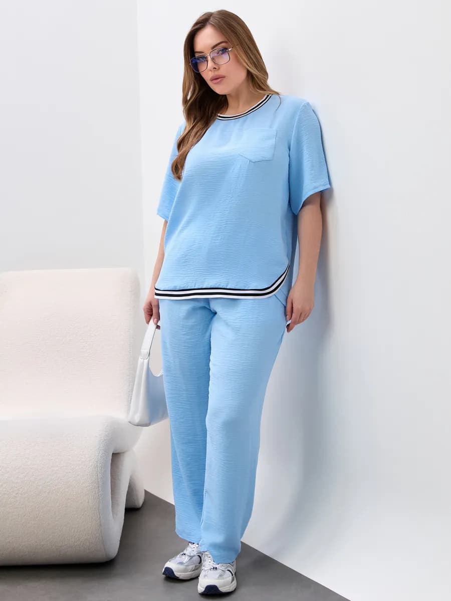 Костюм летний с брюками большие размеры - фото 1