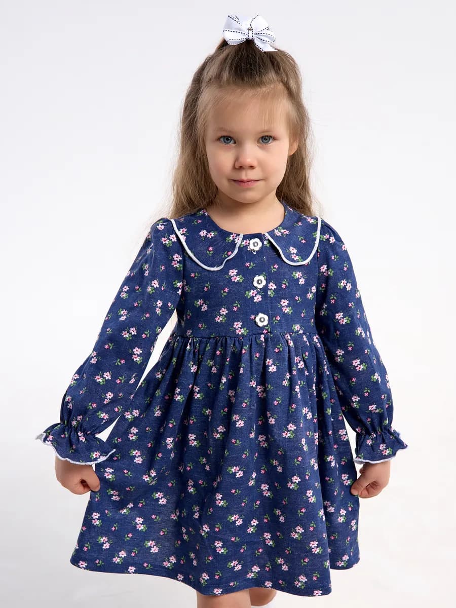 Платье в садик с длинным рукавом нарядное - фото 1