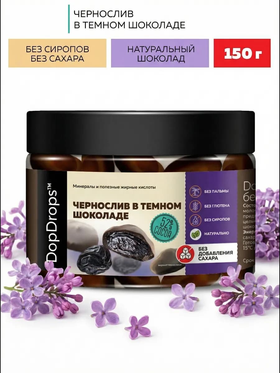 Конфеты чернослив в темном шоколаде без сахара