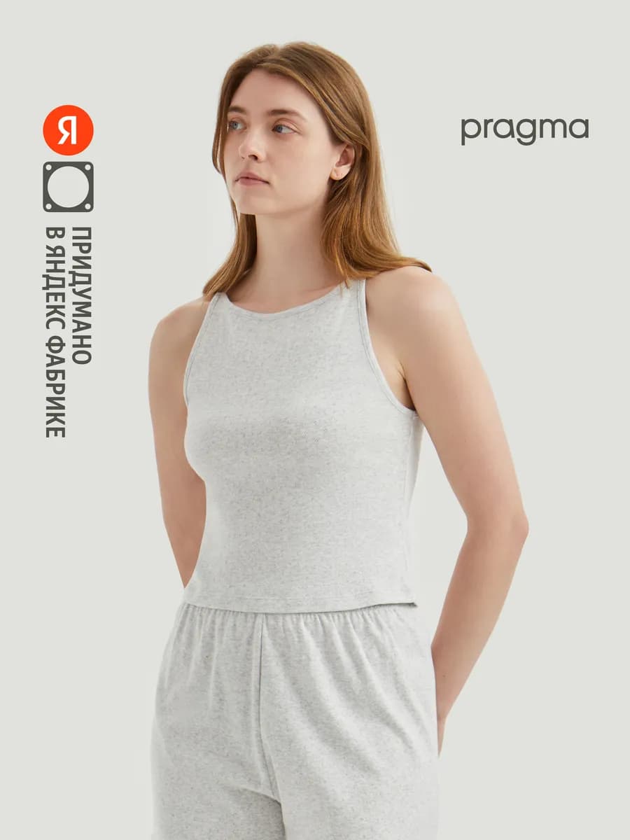 Майка, светло-серый меланж