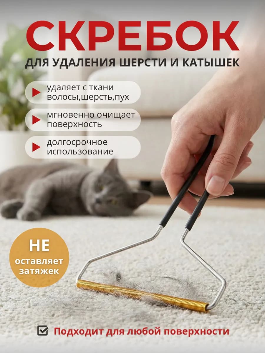 Скребок от шерсти, щетка для ковра и одежды