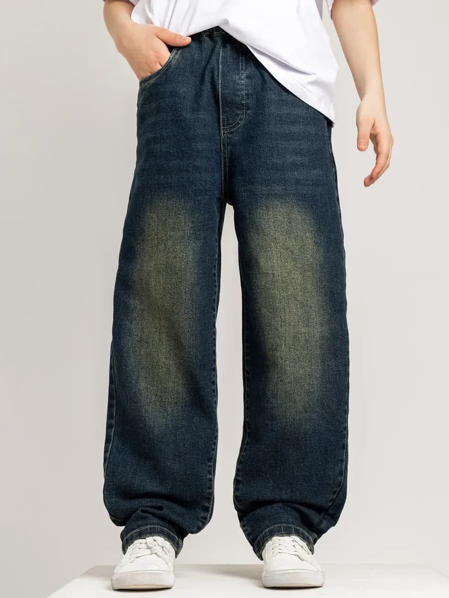 Джинсы широкие багги на резинке y2k