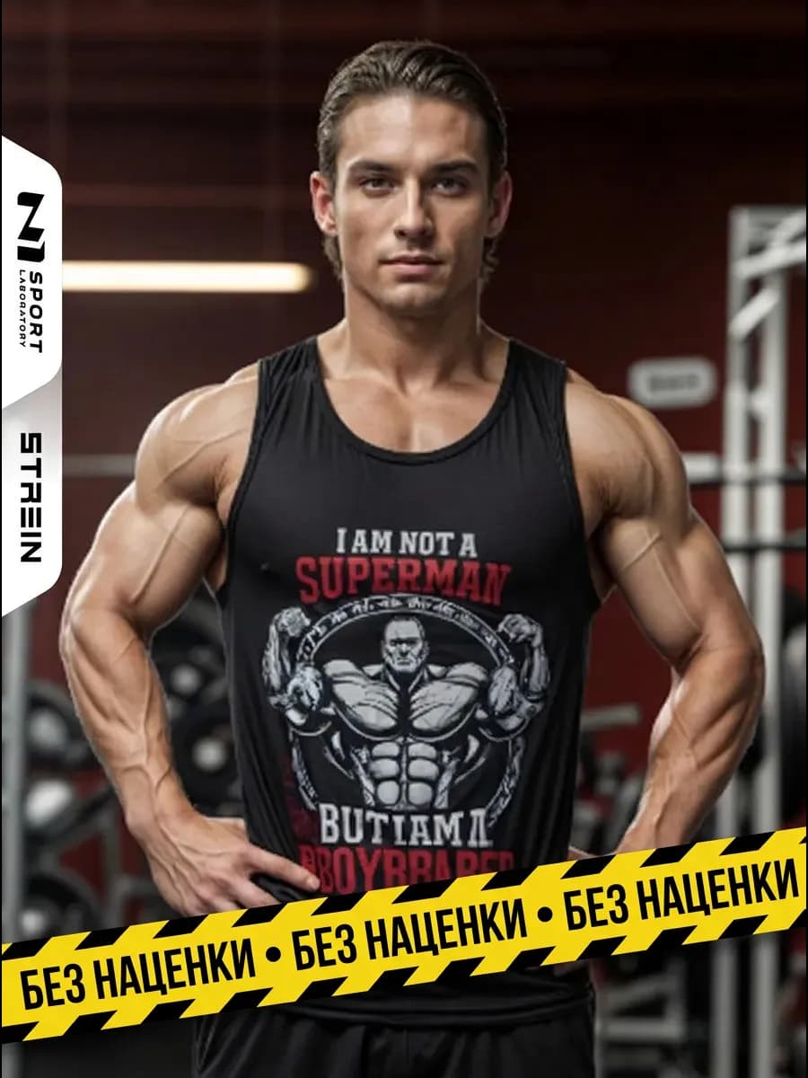 Спортивная майка для фитнеса и зала, борцовка