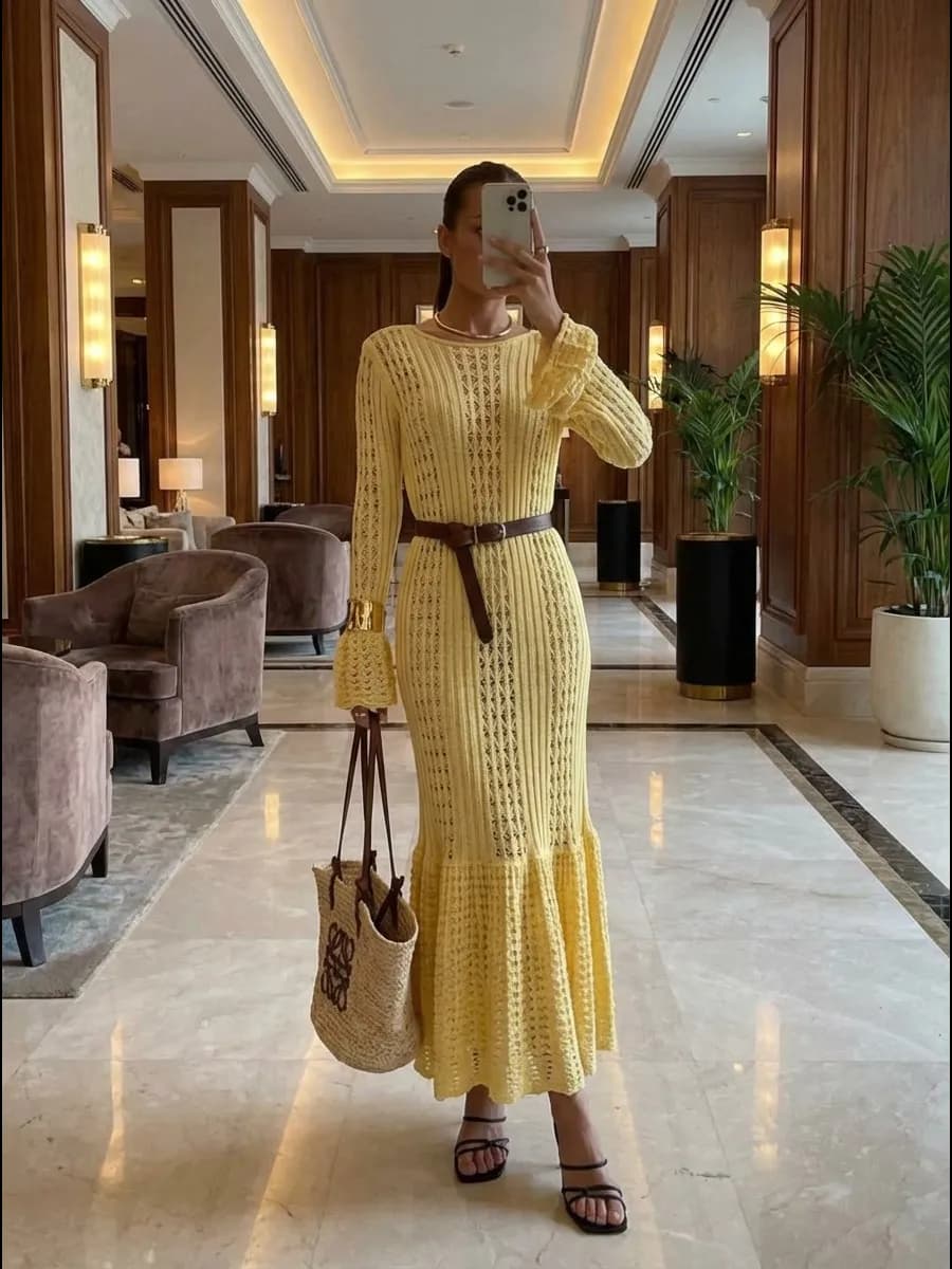 Платье вязаное пляжное летнее