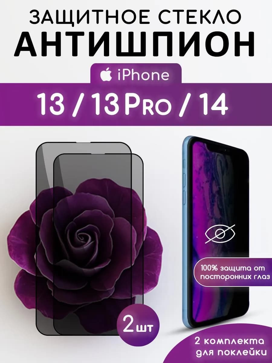 Защитное стекло антишпион на iphone 13, 13pro, 14, антишпион