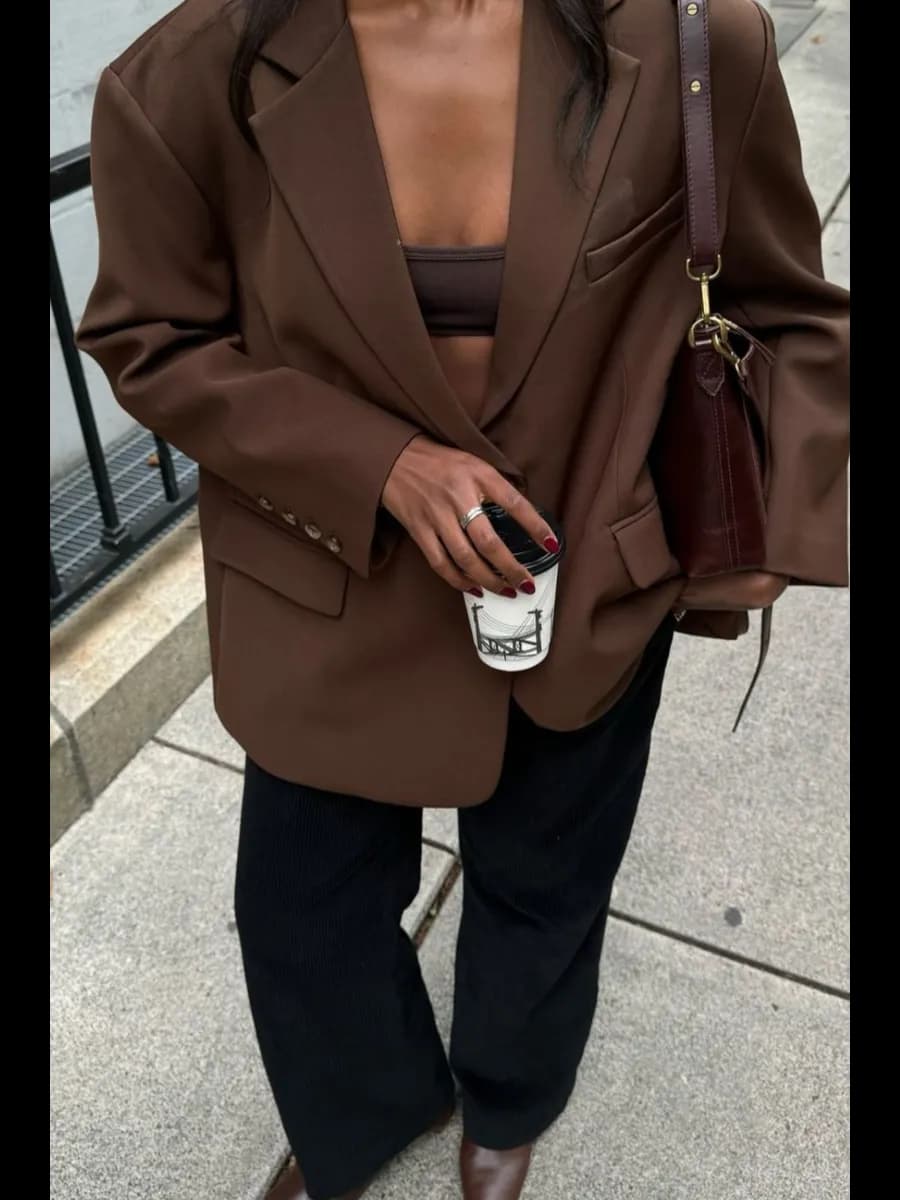 Пиджак осенний оверсайз офисный жакет удлиненный