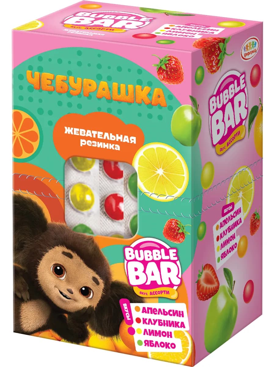 Жевательная резинка в блистере Чебурашка, 24 шт по 12 г