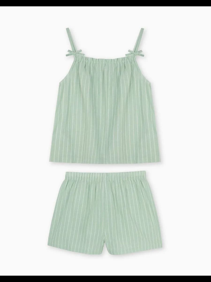 Зелёная пижама с полоску