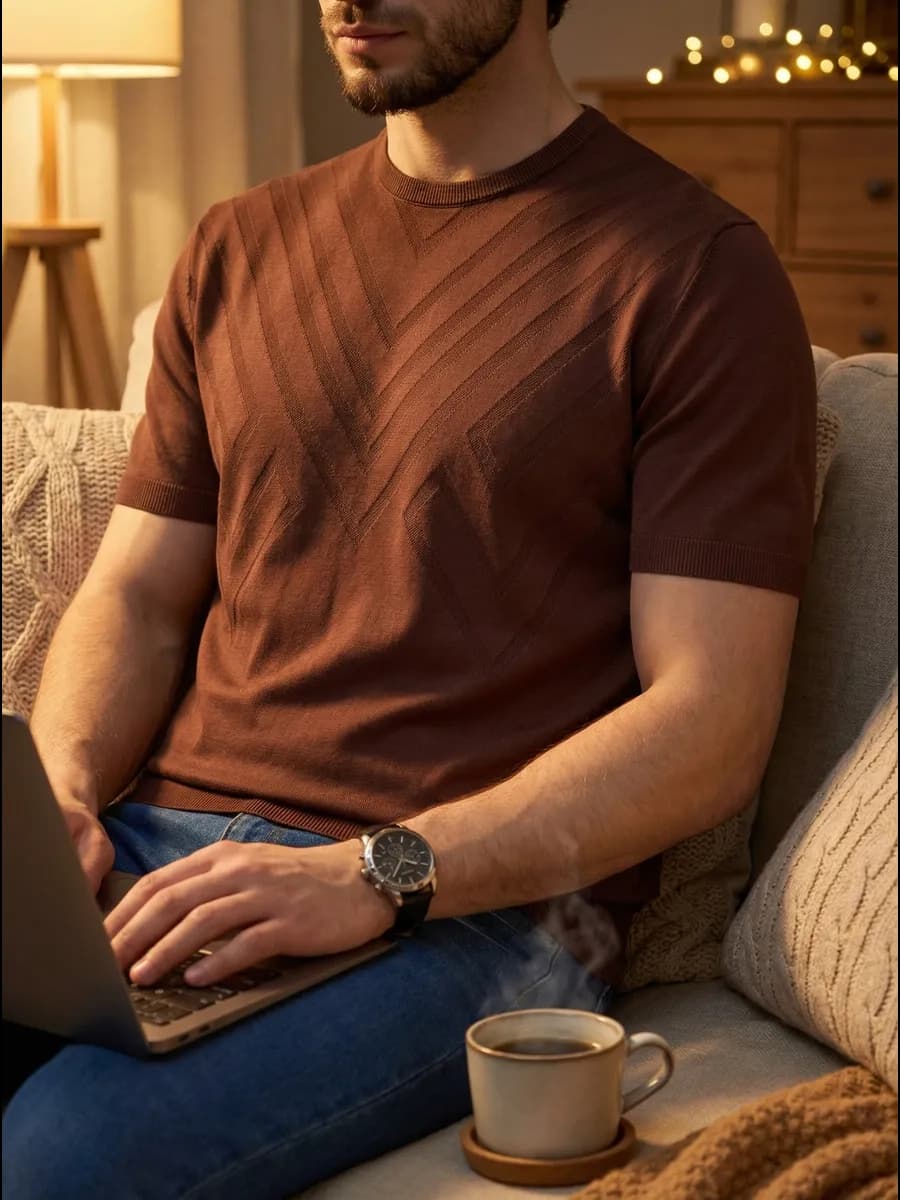 Футболка вязаная с коротким рукавом