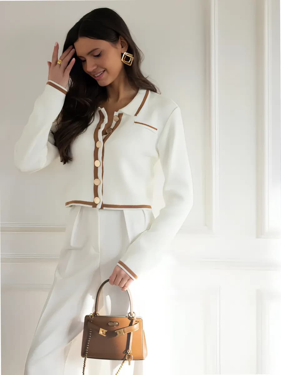 Укороченный кардиган с воротником белый