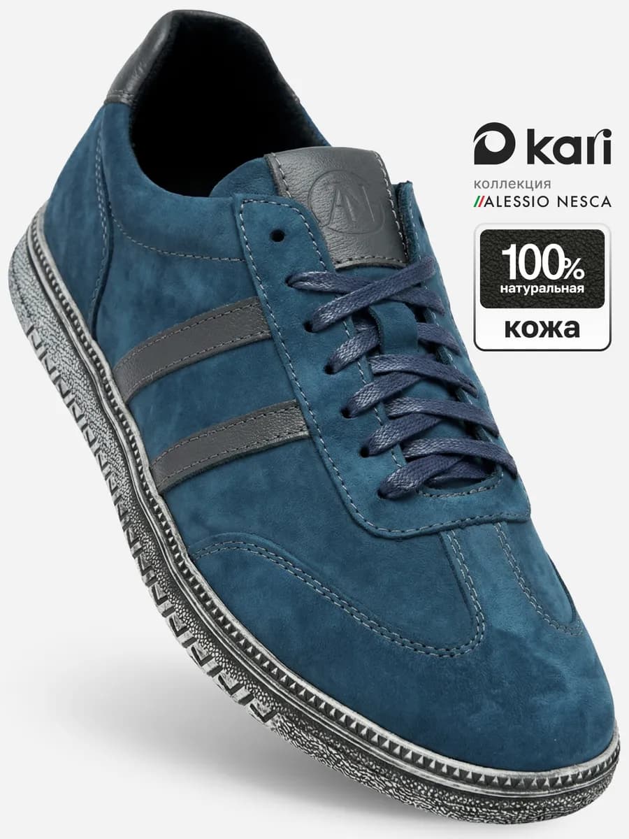Кеды летние кожаные синие
