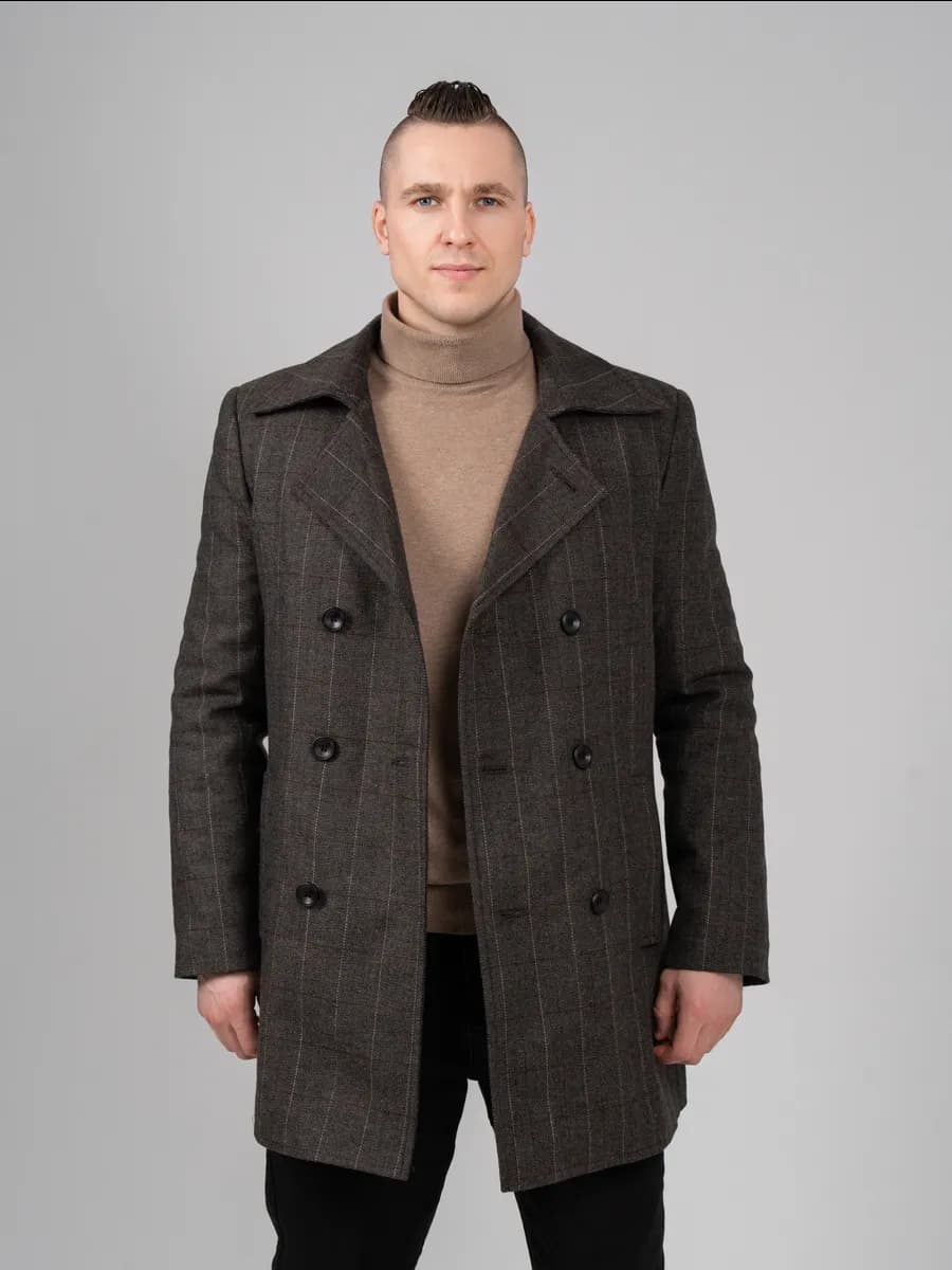 Пальто утепленное двубортное зима весна с подстежкой - фото 1