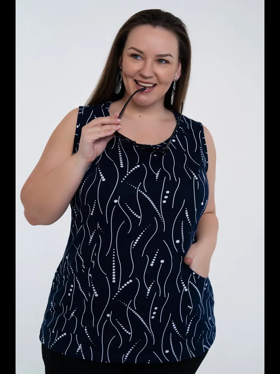 Домашняя футболка без рукавов с карманами