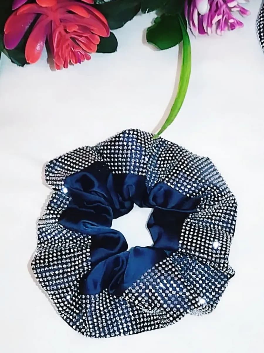 Резинки для волос со стразами синий