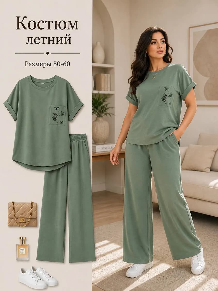 Костюм летний брючный больших размеров