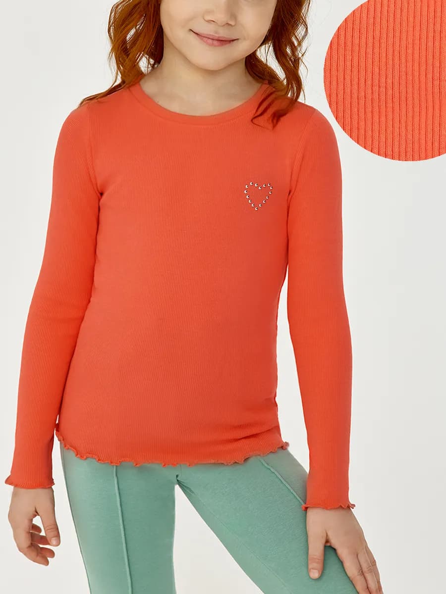 Лонгслив с сердечком из страз