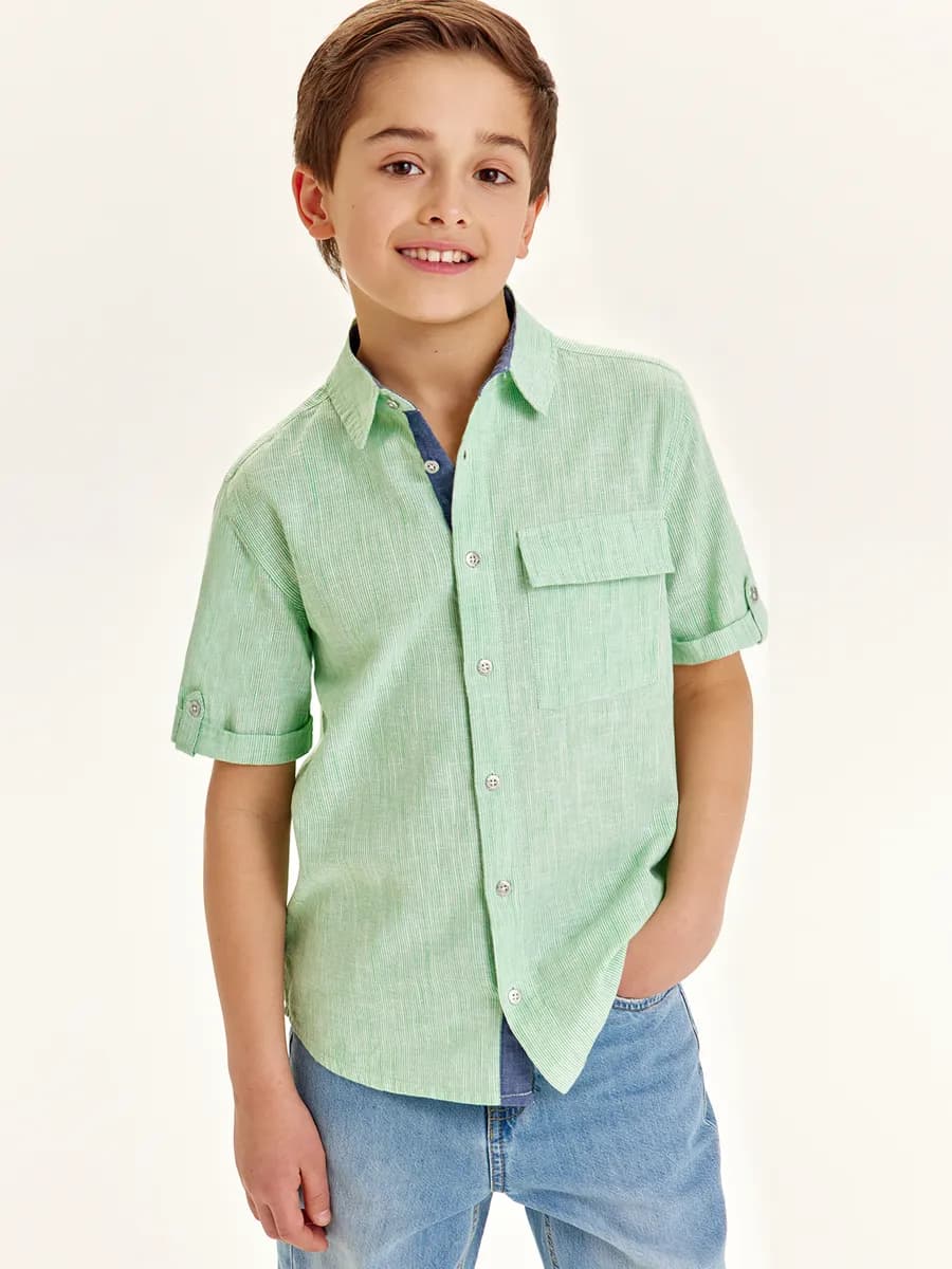 Рубашка в полоску с коротким рукавом