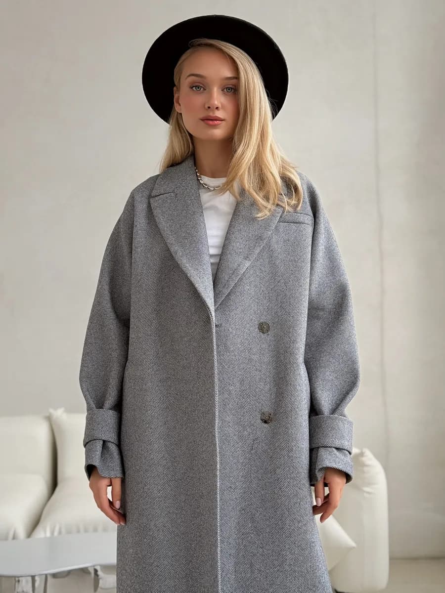 Пальто длинное демисезонное оверсайз