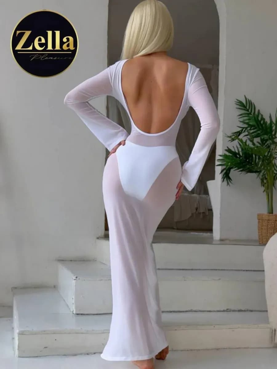 Платье туника пляжное с открытой спиной - фото 1