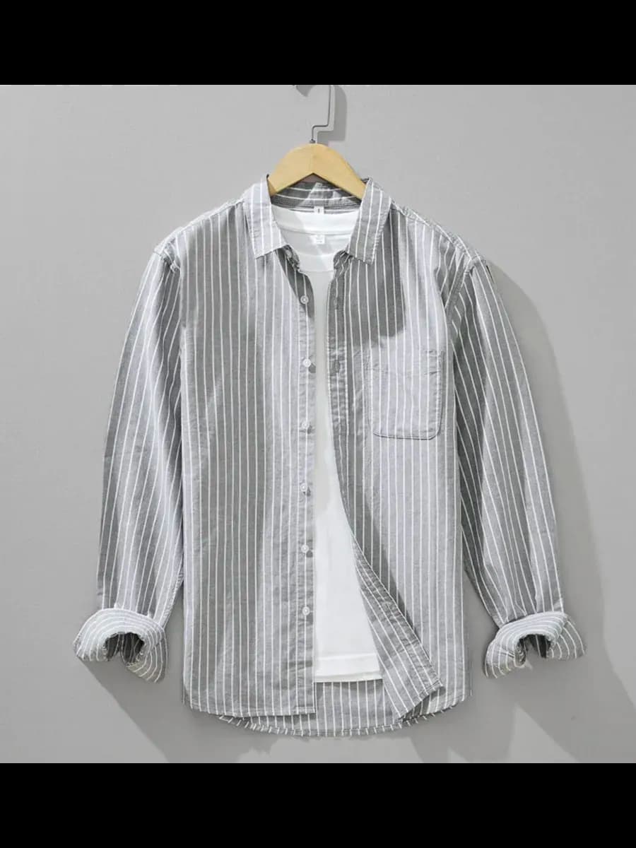 Рубашка в полоску оверсайз с длинным рукавом хлопок