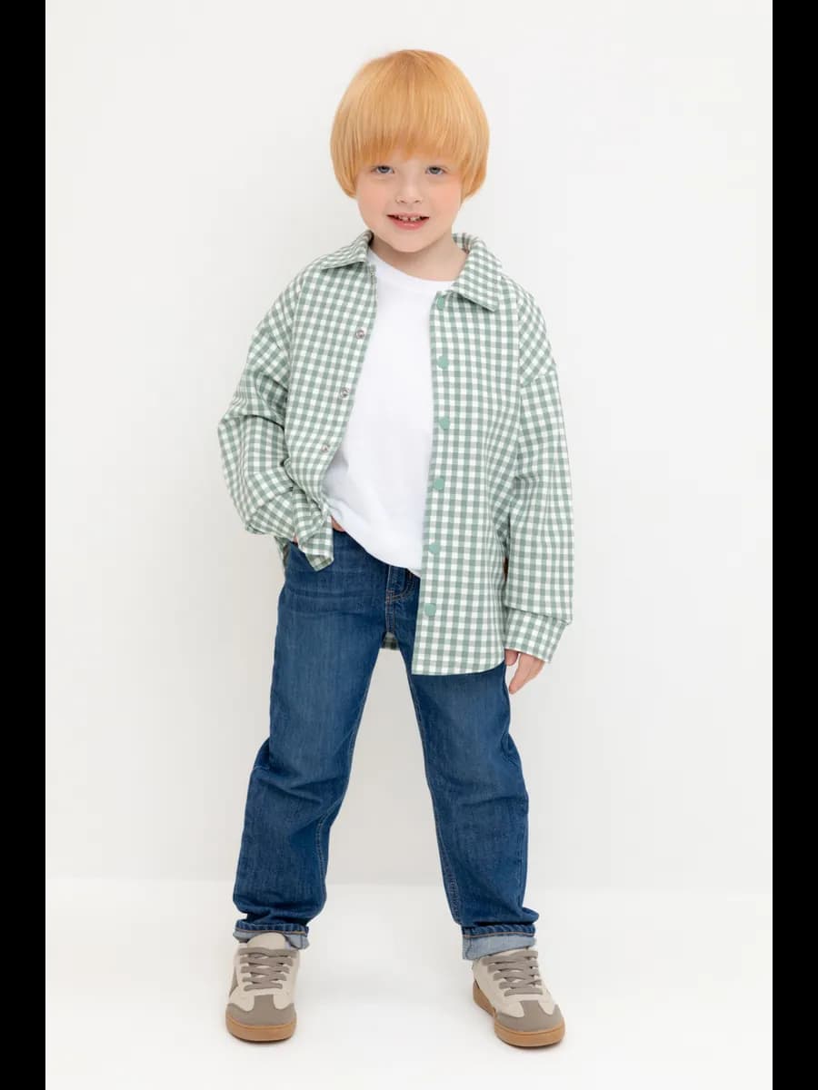 Рубашка для мальчика клетчатая с длинным рукавом
