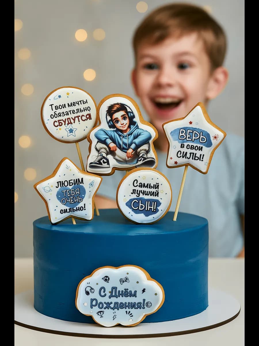 Имбирные пряники на торт для мальчика на день рождения