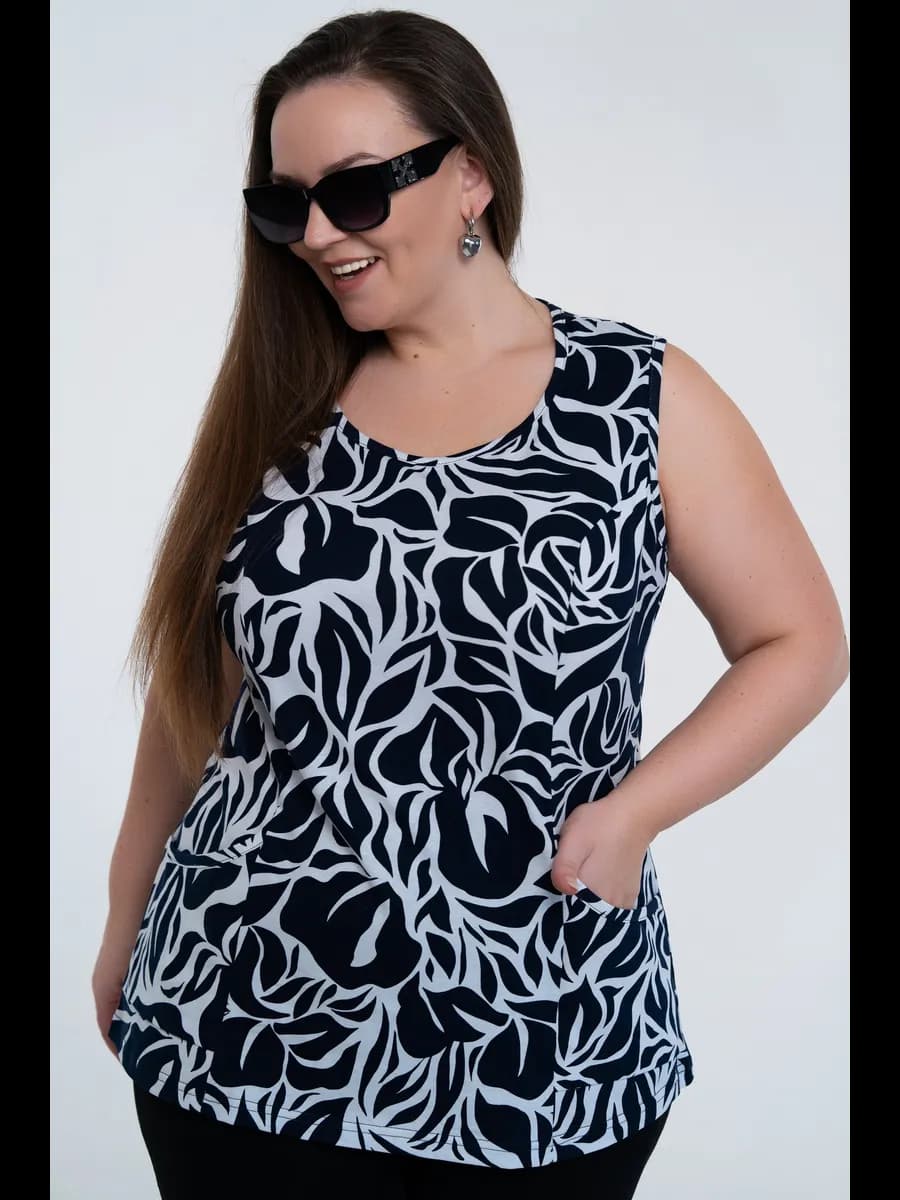 Домашняя футболка без рукавов с карманами