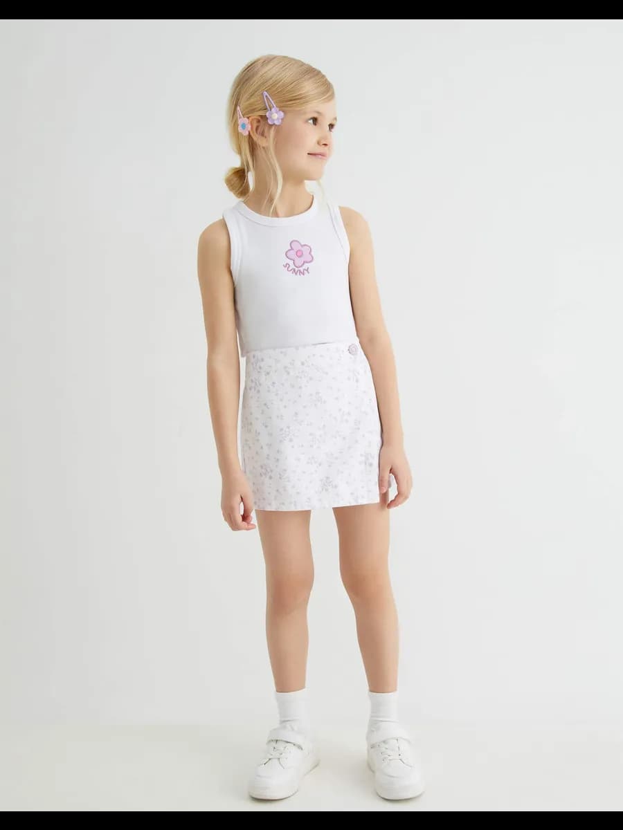 Белая юбка-шорты с принтом