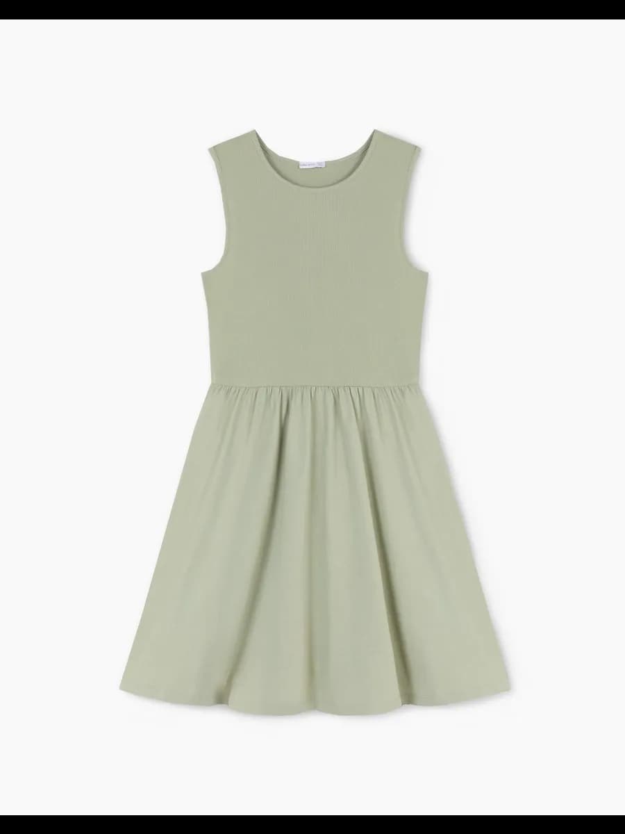 Хаки платье в рубчик