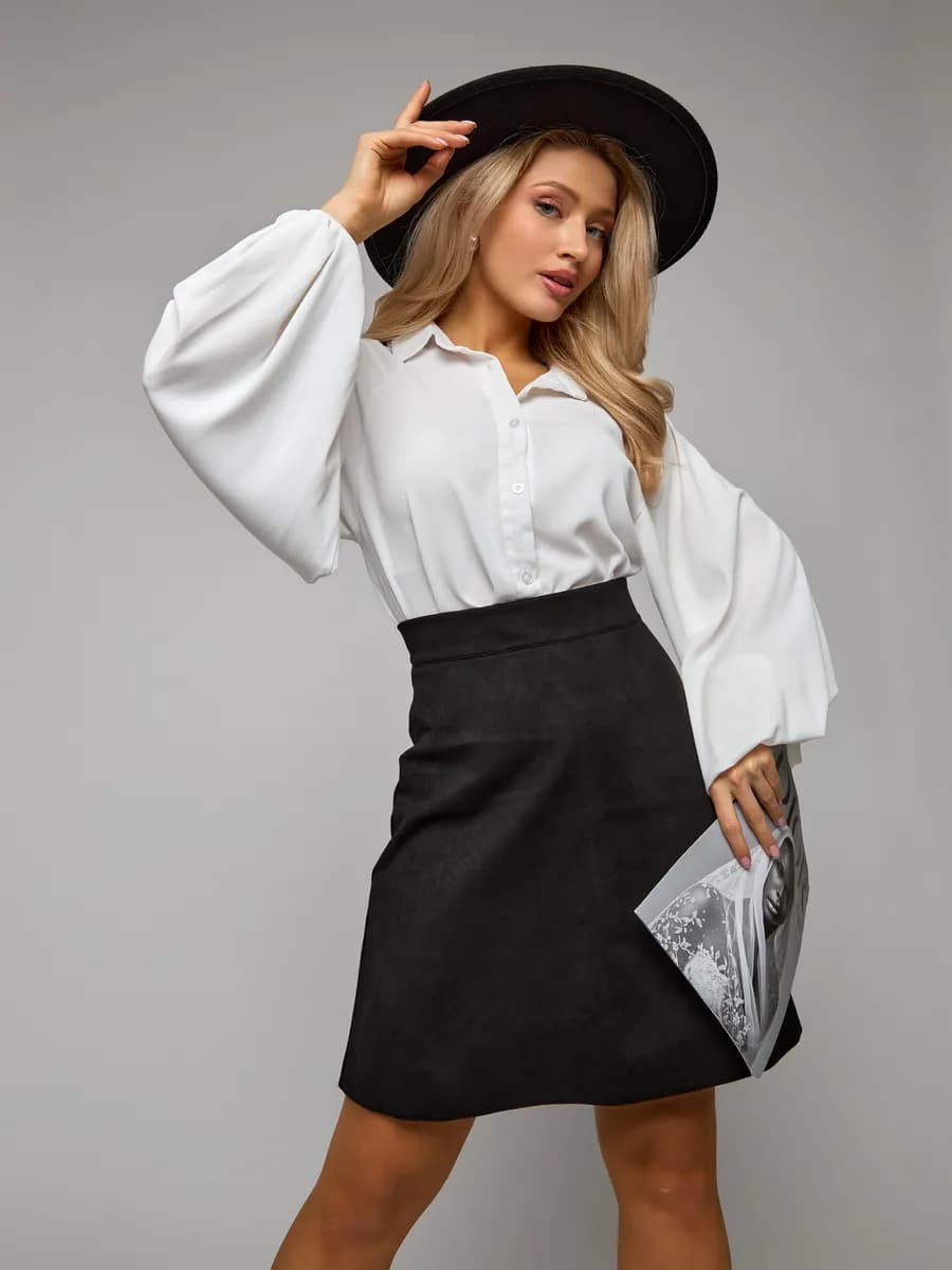 Юбка замшевая мини - фото 1