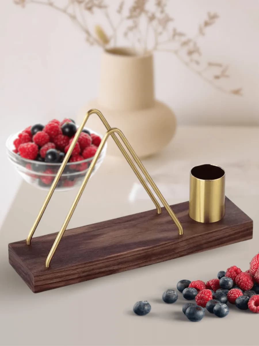 Салфетница с подставкой для зубочисток деревянная