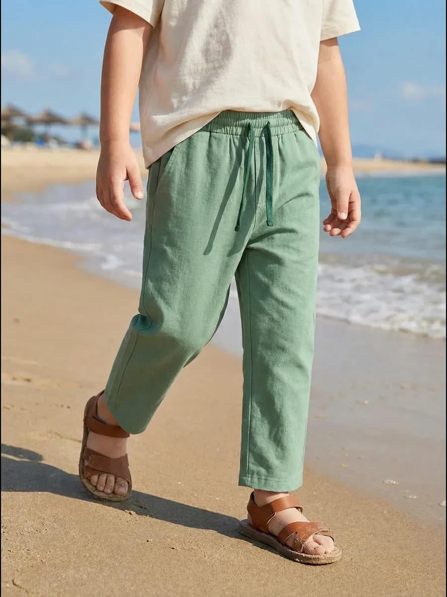 Брюки льняные на резинке для мальчика девочки