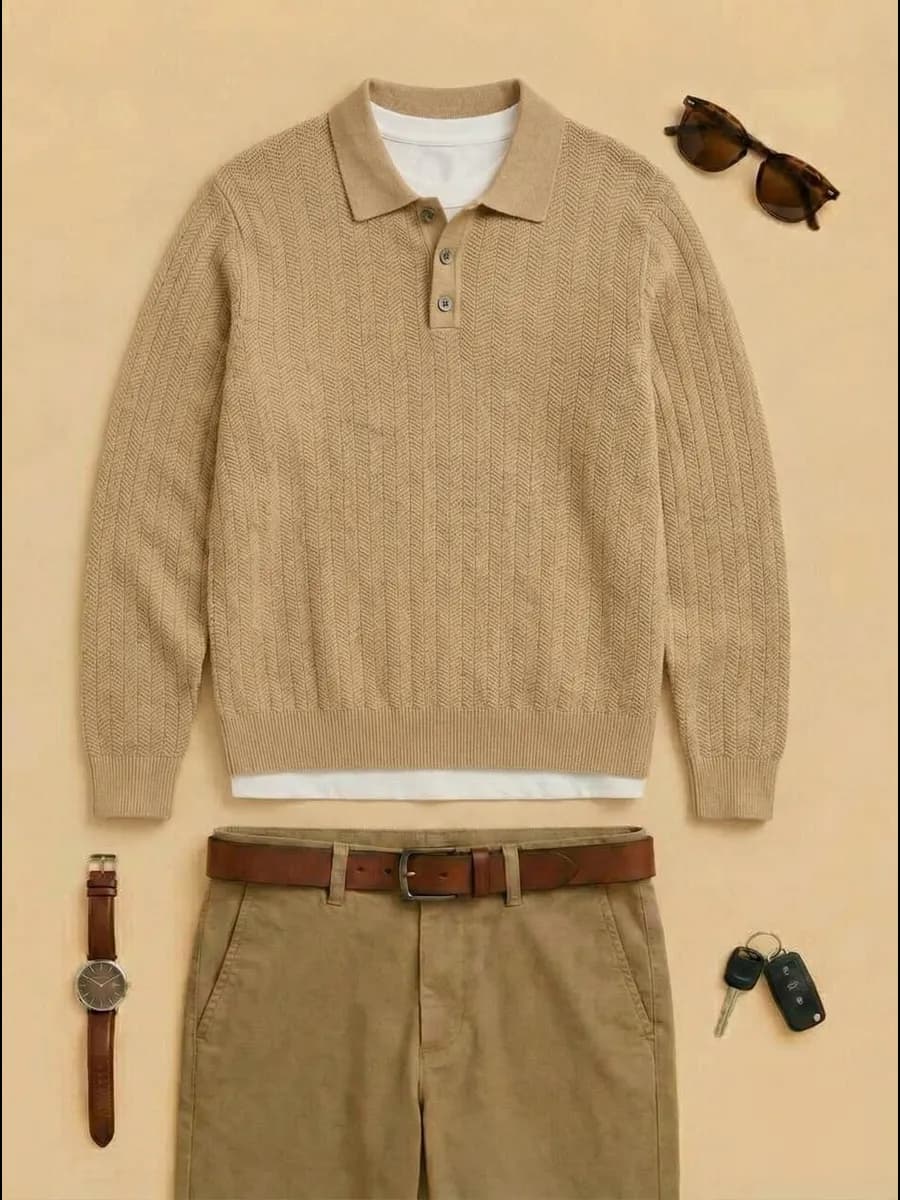 Джемпер поло с длинным рукавом