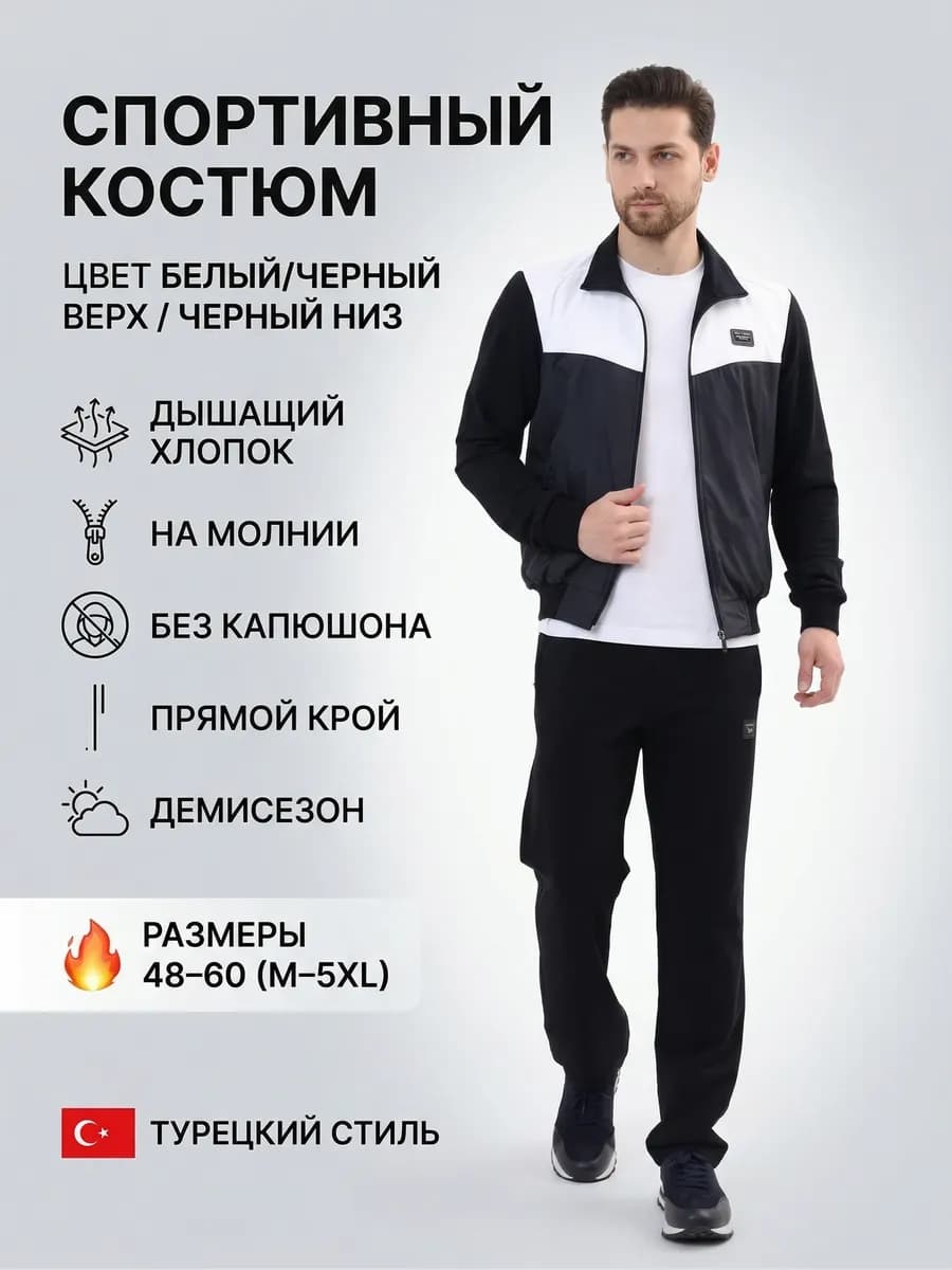 Костюм спортивный на молнии демисезонный без начеса