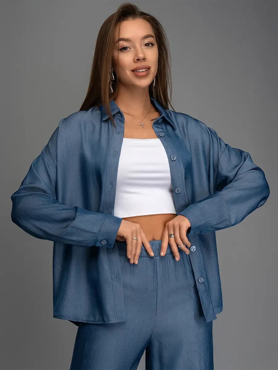 Костюм с брюками палаццо и рубашкой оверсайз