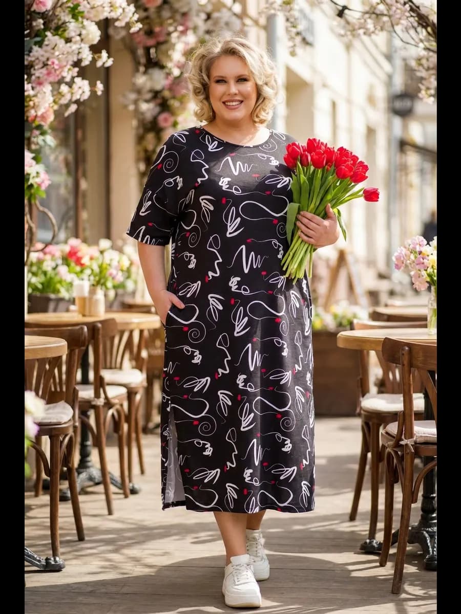 Туника домашняя платье больших размеров 60-74