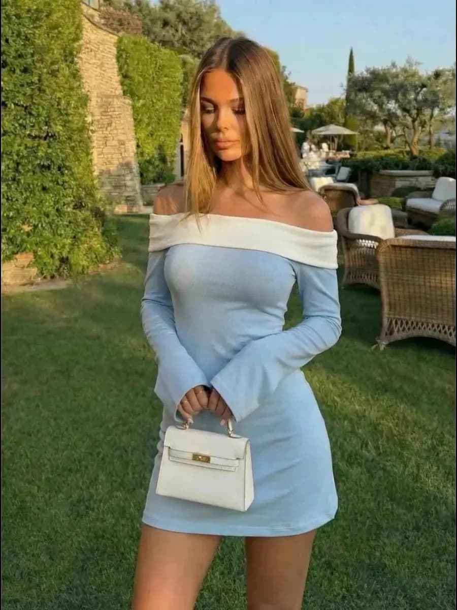 Платье с открытыми плечами вечернее короткое