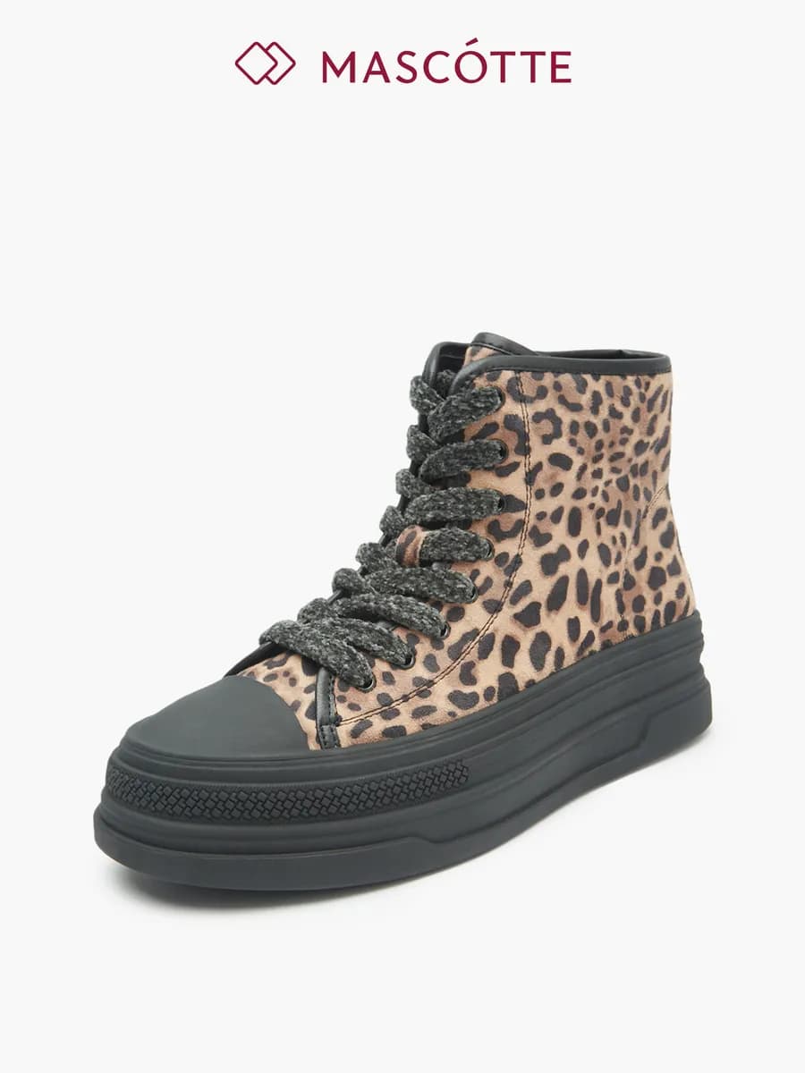 Кеды высокие демисезонные с леопардовым принтом