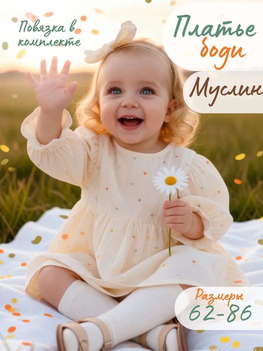 Платье боди для новорожденных