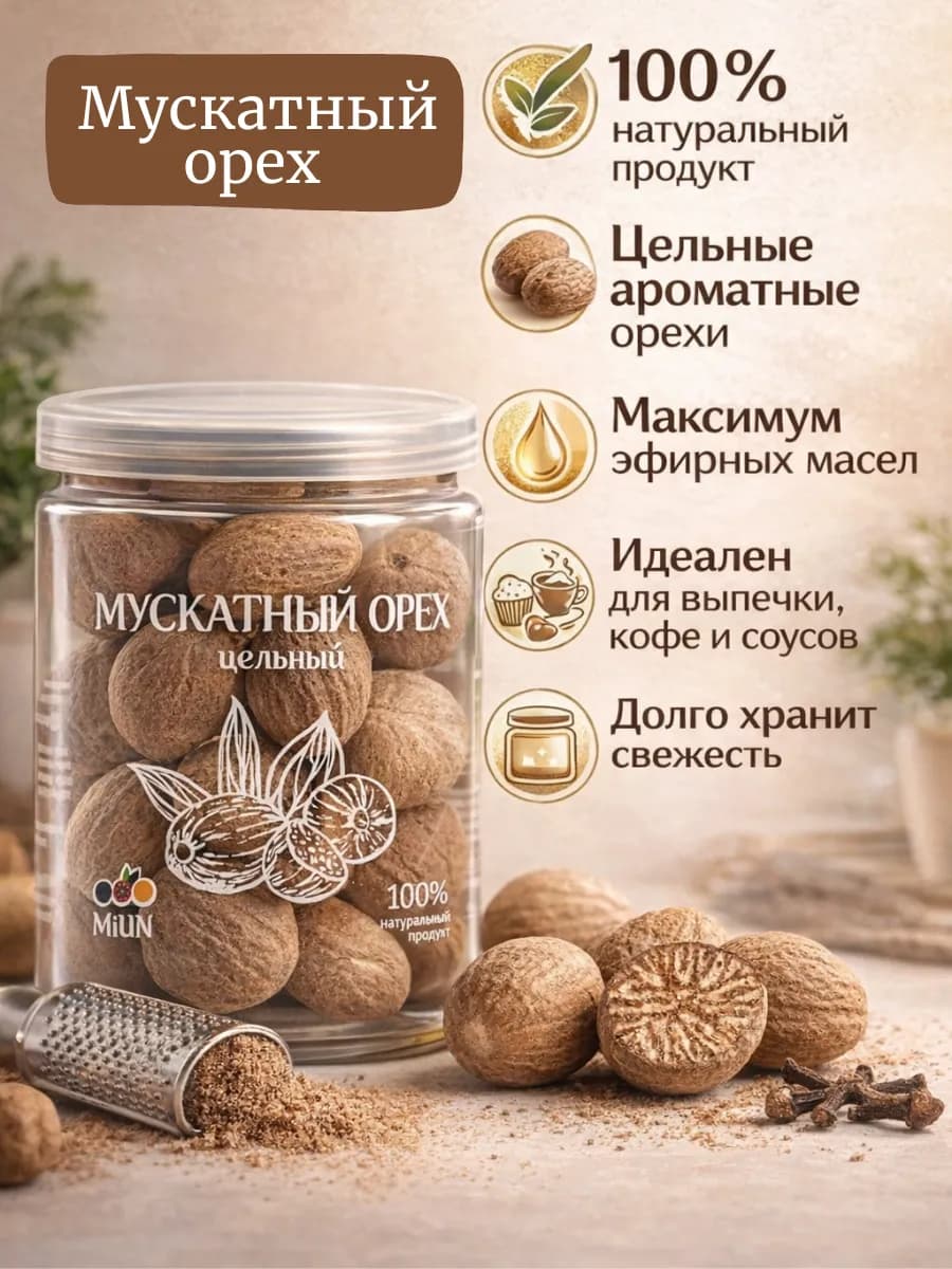 Мускатный орех целый 75 гр